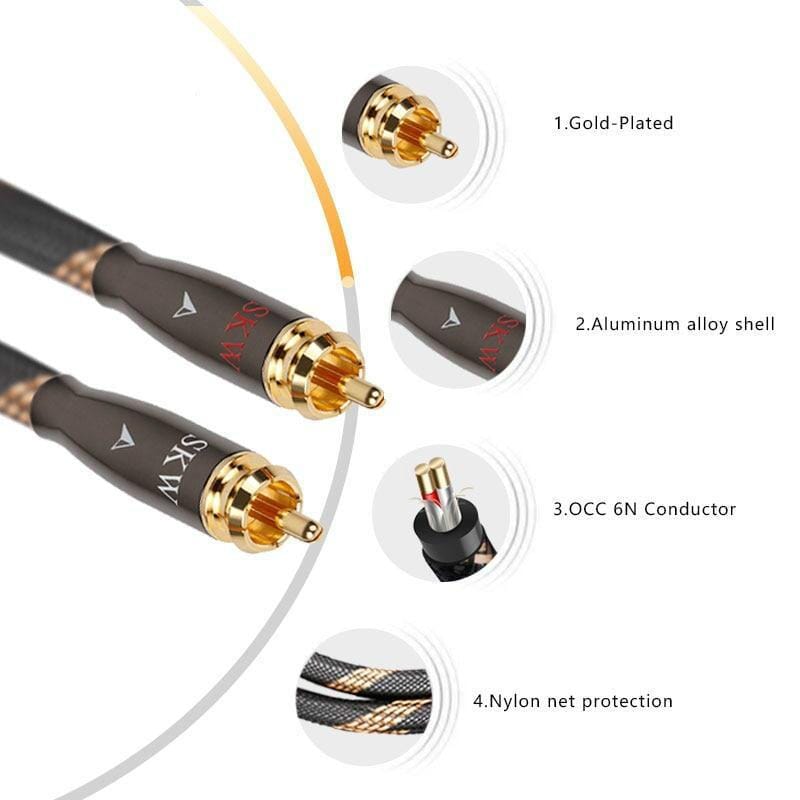 SKW BG04 2RCA to 2 RCA Male to Male Cable Audio Cable HiFiGo 