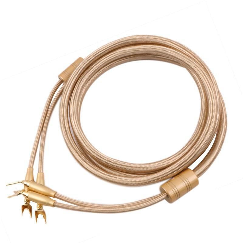 SKW HIFI Audio Cable 6N OCC Spade+Banana Terminal Audiophile Speaker Cord for HIFI Amplifier Home Theater 1 Pair Audio Cable HiFiGo 