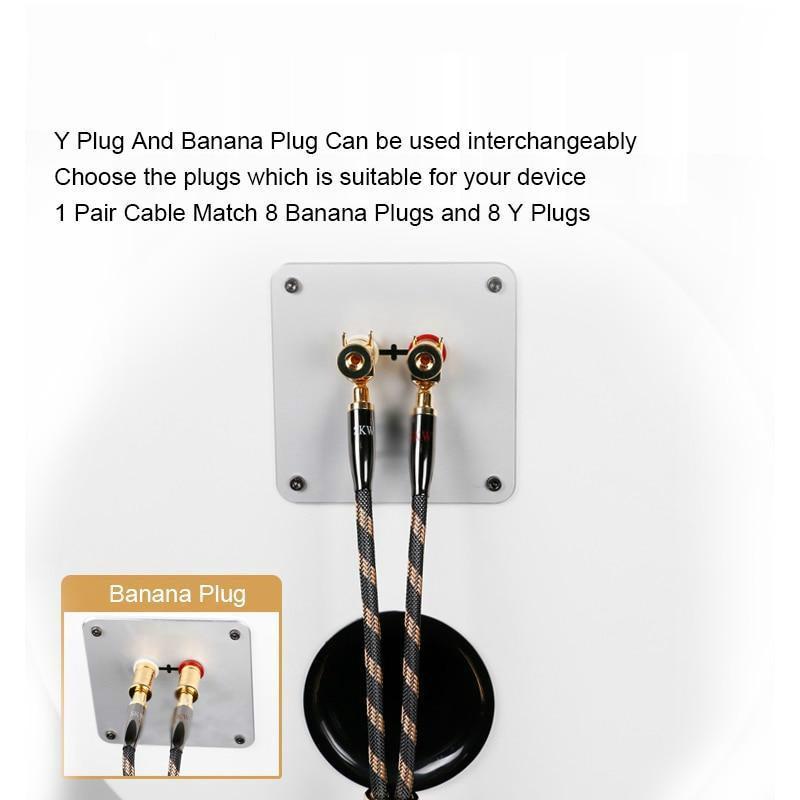 SKW HIFI Audio Cable 6N OCC With Spade+Banana Terminal Audiophile Speaker Cord Audio Cable HiFiGo 