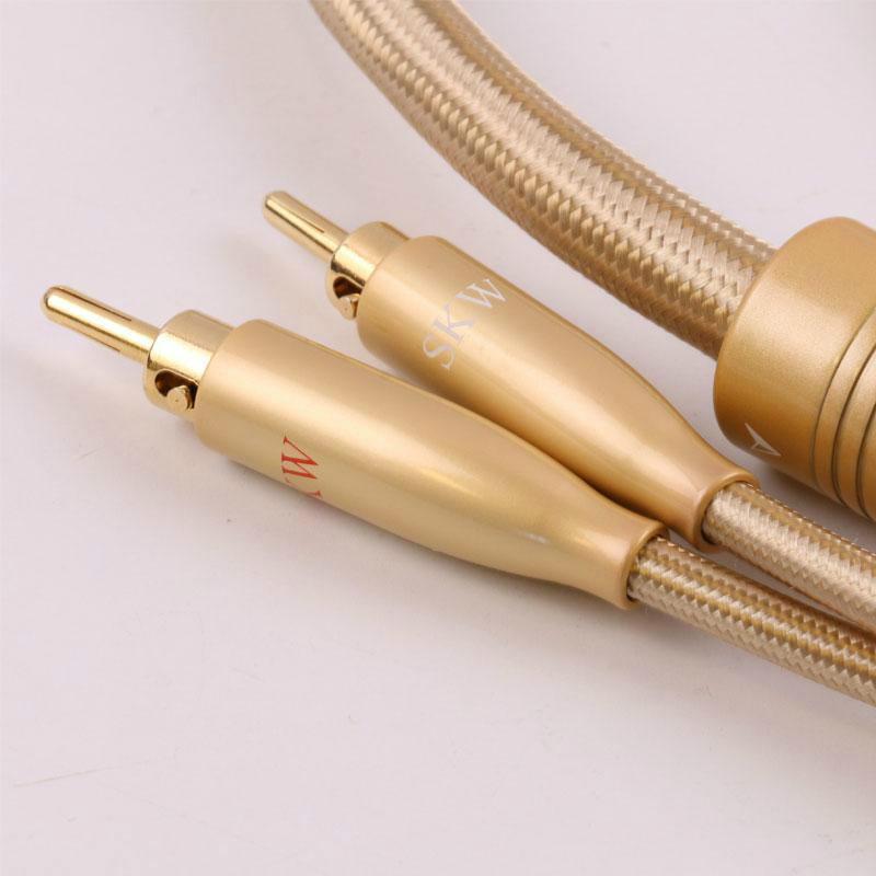 SKW Locking Type Termimal Audiophile Audio Cable 24K Gold-plated Banana Plug With Lock for Amplifier Loudspeaker 1pair Audio Cable HiFiGo 