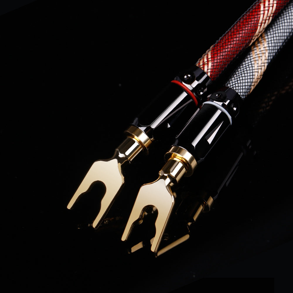 SKW Locking Type Termimal Audiophile HIFI Audio Cable Banana Plug With Lock 6N OCC Copper Cable for Amplifier 1 pair Audio Cable HiFiGo 