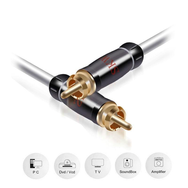 SKW RCA Audio Cable Male To Male Plug With 24K Gold-plated for Car Subwoofer Amplifier Audio Cable HiFiGo 