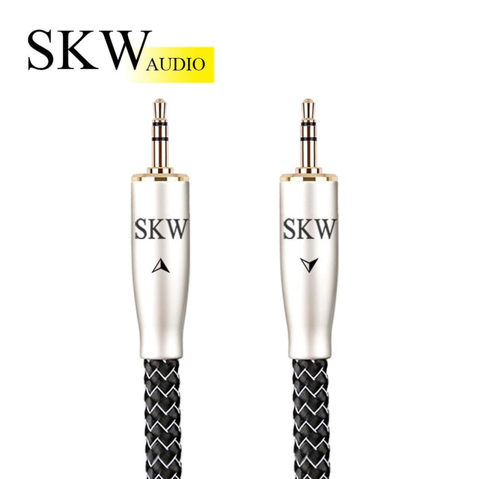 SKW WG20-02B Audio Cable 3.5MM To 3.5MM Jack Silver Plating On OCC Conductor HiFiGo Black 1.5m 