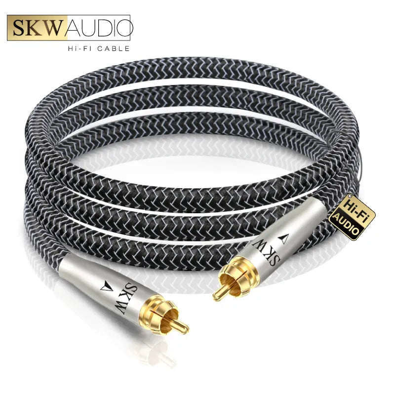 SKW WG20-03 Digital Coaxial SPDIF Audio Cable Silver Plated OCC Conductor RCA Cable Subwoofer Cord HiFiGo 