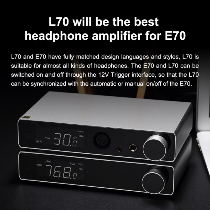 TOPPING E70 DAC+ L70 AMP + XLR Cable Stack Headphone AMP DAC HiFiGo 