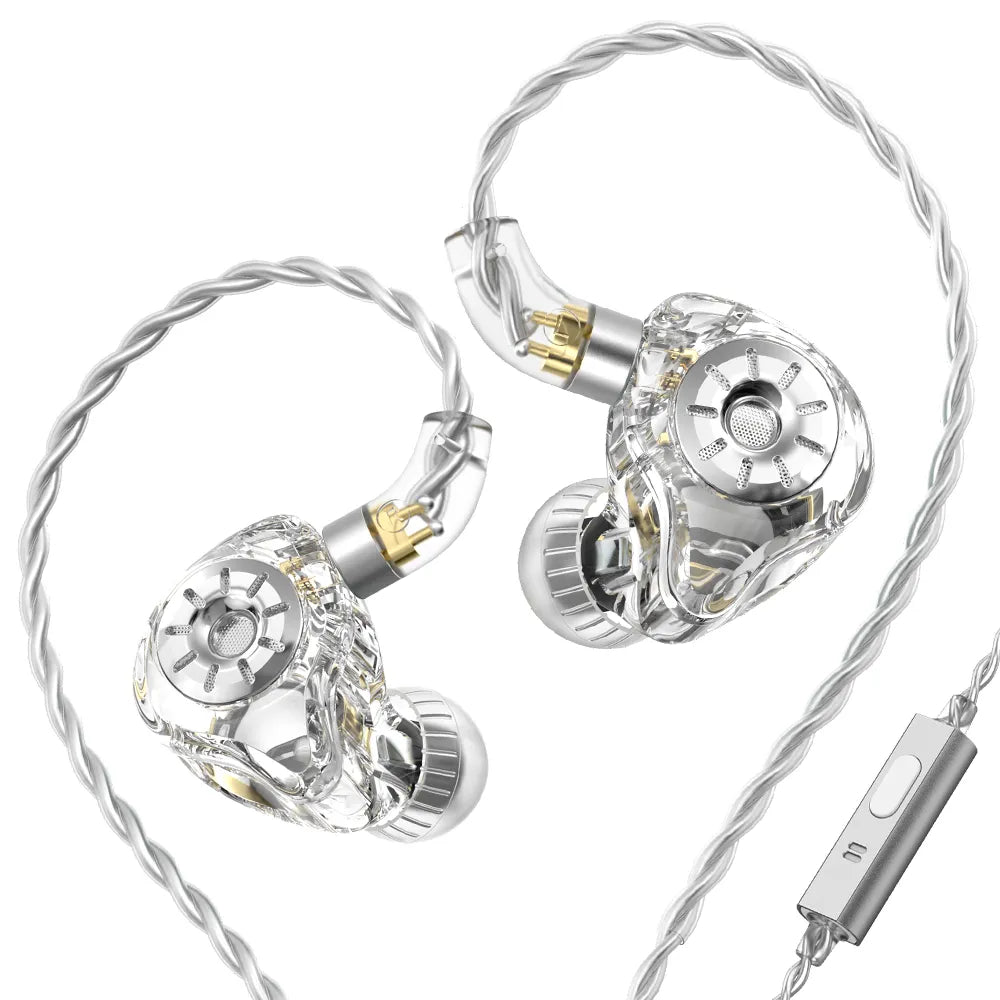 TRN ST1 PRO In-Ear Monitors 1DD + 1BA Hybrid Driver Wired Earphone HiFiGo White Mic 