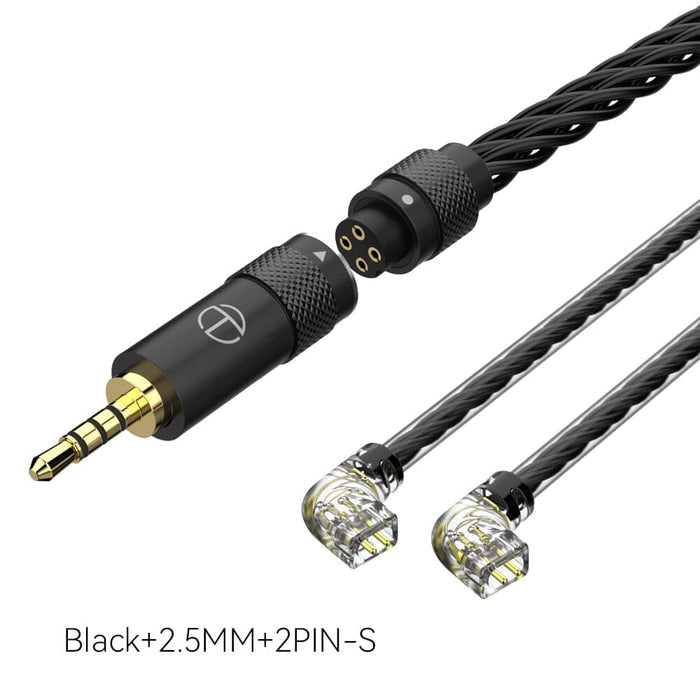 TRN T2 Pro 16 Core Earphones Silver Plated Earphone Cable 0.75 0.78 MMCX / 2Pin-S - 2.5 3.5 4.4 Earphone Cable HiFiGo 2.5MM 2Pin-S Black