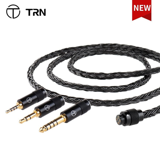 TRN T2 Pro 16 Core Earphones Silver Plated Earphone Cable 0.75 0.78 MMCX / 2Pin-S - 2.5 3.5 4.4 Earphone Cable HiFiGo 2.5MM + 3.5MM + 4.4MM 0.78 2Pin Black