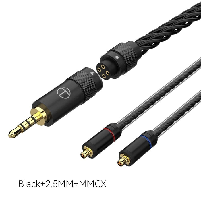 TRN T2 Pro 16 Core Earphones Silver Plated Earphone Cable 0.75 0.78 MMCX / 2Pin-S - 2.5 3.5 4.4 Earphone Cable HiFiGo 2.5MM MMCX Black