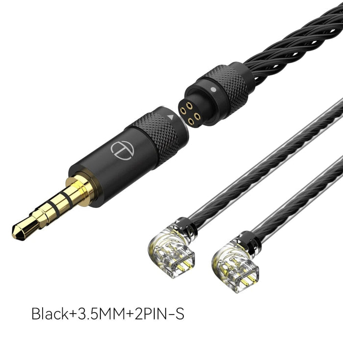 TRN T2 Pro 16 Core Earphones Silver Plated Earphone Cable 0.75 0.78 MMCX / 2Pin-S - 2.5 3.5 4.4 Earphone Cable HiFiGo 3.5MM 2Pin-S Black