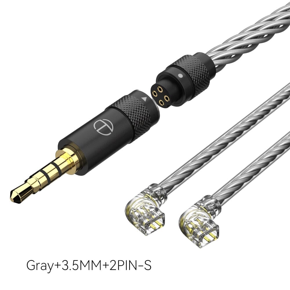 TRN T2 Pro 16 Core Earphones Silver Plated Earphone Cable 0.75 0.78 MMCX / 2Pin-S - 2.5 3.5 4.4 Earphone Cable HiFiGo 3.5MM 2Pin-S Grey