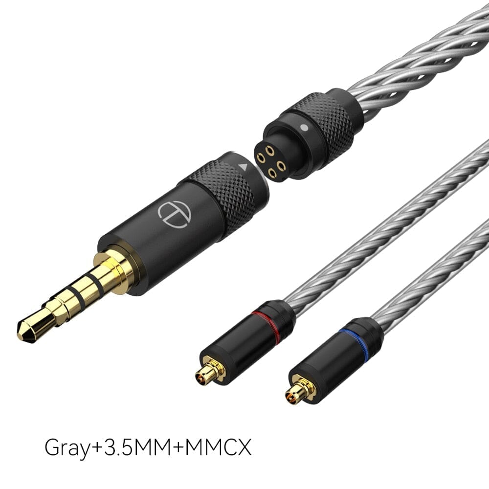 TRN T2 Pro 16 Core Earphones Silver Plated Earphone Cable 0.75 0.78 MMCX / 2Pin-S - 2.5 3.5 4.4 Earphone Cable HiFiGo 3.5MM MMCX Grey