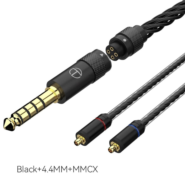 TRN T2 Pro 16 Core Earphones Silver Plated Earphone Cable 0.75 0.78 MMCX / 2Pin-S - 2.5 3.5 4.4 Earphone Cable HiFiGo 4.4MM MMCX Black