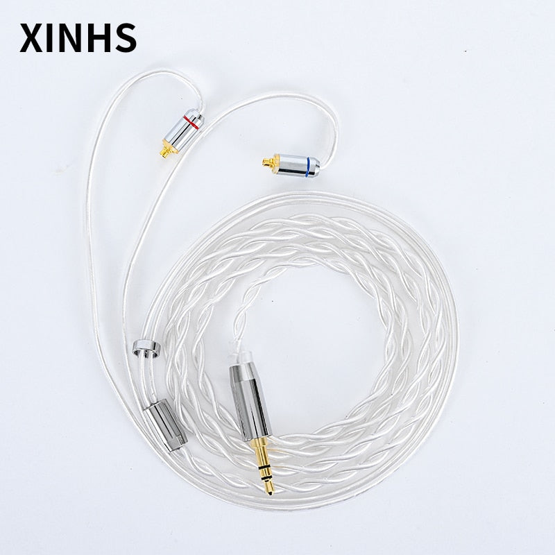 XINHS 2 Core Silver Plated Earphone Cable 2.5 / 3.5 / 4.4MM - MMCX/2Pin/QDC TFZ For SE846 SE535 TRN V80 V20 ED12 Earphone Cable HiFiGo 