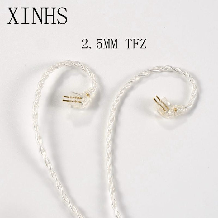 XINHS 4 Strands Silver-Pated Copper Earphone Cable 2Pin / MMCX / QDC / 0.75mm For ZSX/ZSN ZS10 Pro/AS16 Earphone Cable HiFiGo 2.5MM TFZ 