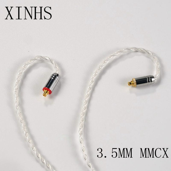 XINHS 4 Strands Silver-Pated Copper Earphone Cable 2Pin / MMCX / QDC / 0.75mm For ZSX/ZSN ZS10 Pro/AS16 Earphone Cable HiFiGo 3.5MM MMCX 