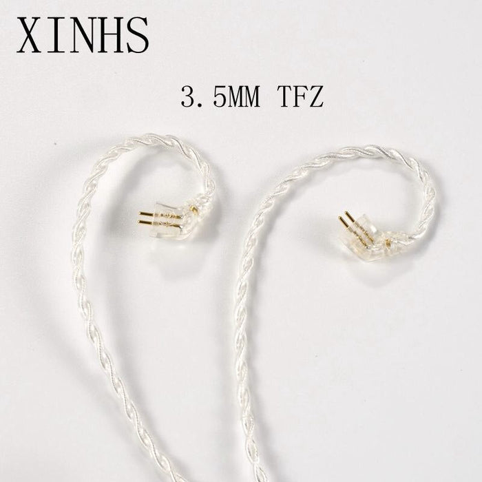 XINHS 4 Strands Silver-Pated Copper Earphone Cable 2Pin / MMCX / QDC / 0.75mm For ZSX/ZSN ZS10 Pro/AS16 Earphone Cable HiFiGo 3.5MM TFZ 