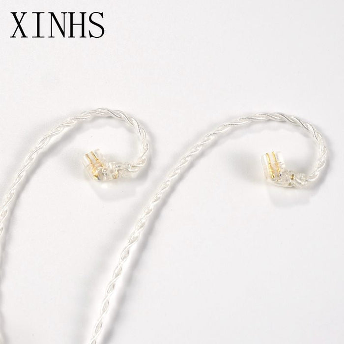 XINHS 4 Strands Silver-Pated Copper Earphone Cable 2Pin / MMCX / QDC / 0.75mm For ZSX/ZSN ZS10 Pro/AS16 Earphone Cable HiFiGo 