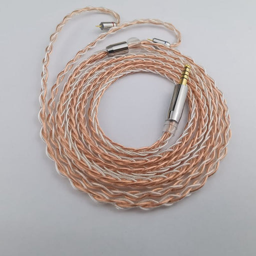 XINHS 8 Cores Pure Silver & Single Crystal Copper Mixed Braid Earphone Cable 2.5 3.5 4.4 - 2Pin MMCX QDC KZ TFZ Earphone Cable HiFiGo 