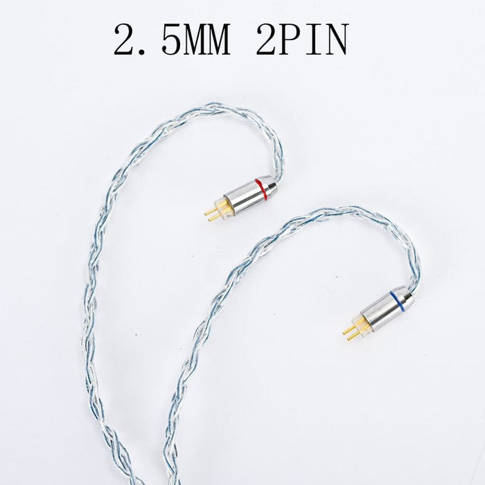 XINHS 8 Strands Sliver-Plated Earphone Cable 2.5 / 3.5 / 4.4 - 2Pin / MMCX / QDC / TFZ Earphone Cable HiFiGo 2.5MM 2PIN 