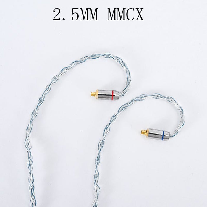 XINHS 8 Strands Sliver-Plated Earphone Cable 2.5 / 3.5 / 4.4 - 2Pin / MMCX / QDC / TFZ Earphone Cable HiFiGo 2.5MM MMCX 