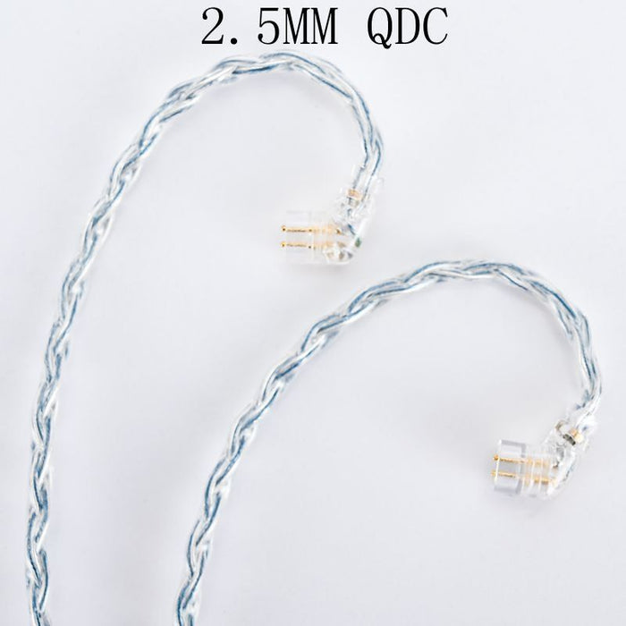 XINHS 8 Strands Sliver-Plated Earphone Cable 2.5 / 3.5 / 4.4 - 2Pin / MMCX / QDC / TFZ Earphone Cable HiFiGo 2.5MM QDC 