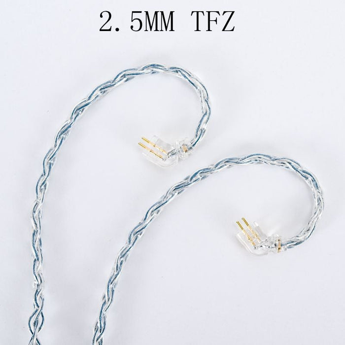 XINHS 8 Strands Sliver-Plated Earphone Cable 2.5 / 3.5 / 4.4 - 2Pin / MMCX / QDC / TFZ Earphone Cable HiFiGo 2.5MM TFZ 
